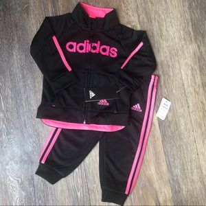 NWT Girls adidas Track Suit Black/Hot Pink